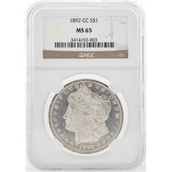 1892-CC $1 Morgan Silver Dollar Coin NGC MS65