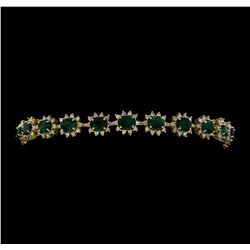 14KT Yellow Gold 6.49ctw Emerald and Diamond Bracelet