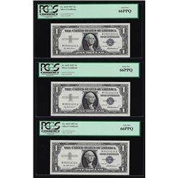 (3) Sequential 1957 $1 Silver Certificate Notes PCGS Gem New 66PPQ