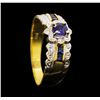 Image 4 : 18KT Yellow Gold 0.50ctw Sapphire and Diamond Ring