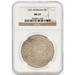 1921 $1 Morgan Silver Dollar Coin NGC MS65