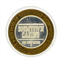 .999 Silver Boomtown Casino Biloxi Mississippi $10 Casino Gaming Token Limited E