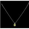 Image 2 : 14KT White Gold 0.79ct Peridot and Diamond Pendant with Chain