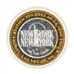 .999 Silver New York New York $10 Casino Gaming Token Limited Edition