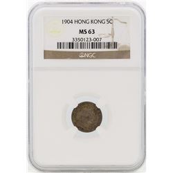 1904 Hong Kong 5 Cents Silver Coin NGC MS63