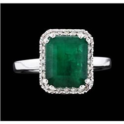 14KT White Gold 3.65ct Emerald and Diamond Ring