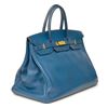 Image 1 : Authentic Vintage Hermes 40cm Blue Birkin Ardenne Leather With Gold Hardware