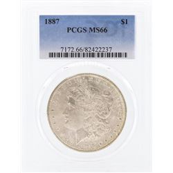 1887 $1 Morgan Silver Dollar Coin PCGS MS66