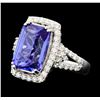 Image 2 : Platinum GIA Cert 6.26ct Tanzanite and Diamond Ring