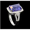 Image 4 : Platinum GIA Cert 6.26ct Tanzanite and Diamond Ring