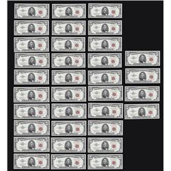 Lot of (34) 1963 $5 Red Seal Legal Tender Notes