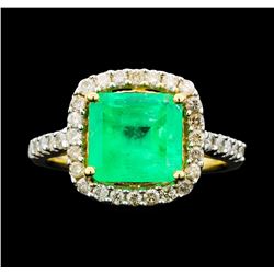 14KT Yellow Gold 2.80ct Emerald and Diamond Ring