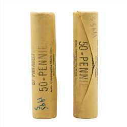 Lot of (2) 1945-S Brilliant Uncirculated Lincoln Wheat Penny Rolls