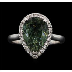 14KT White Gold 3.51ct Green Tourmaline and Diamond Ring