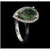 Image 4 : 14KT White Gold 3.51ct Green Tourmaline and Diamond Ring