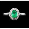 Image 1 : 14KT White Gold 0.85ct Emerald and Diamond Ring