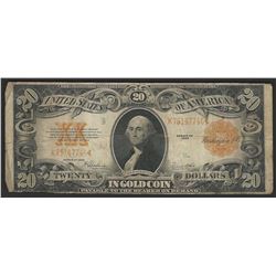 1922 $20 Large Size Gold Certificate Note