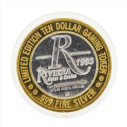 .999 Silver Riviera Hotel and Casino $10 Casino Gaming Token Limited Edition