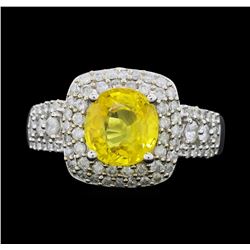 14KT White Gold 2.63ct Yellow Sapphire and Diamond Ring