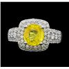 Image 1 : 14KT White Gold 2.63ct Yellow Sapphire and Diamond Ring
