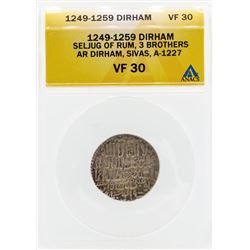 1249-1259 Dirham Seljug of Rum 3 Brothers Coin ANACS VF30
