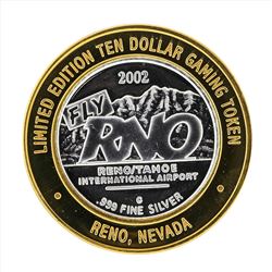 .999 Silver RNO Reno Tahoe International Airport $10 Casino Gaming Token Limited