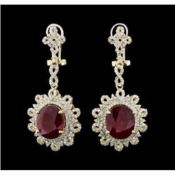 14KT Yellow Gold 15.16ctw Ruby and Diamond Earrings