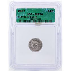 2007 $10 American Platinum Eagle Coin ICG MS70