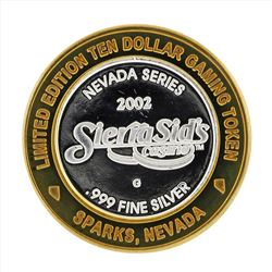 .999 Silver Sierra Sids Casino $10 Casino Gaming Token Limited Edition