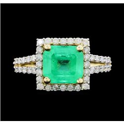 14KT Yellow Gold 2.35ct Emerald and Diamond Ring