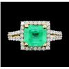 Image 1 : 14KT Yellow Gold 2.35ct Emerald and Diamond Ring