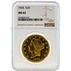 Image 1 : 1904 $20 Liberty Head Double Eagle Gold Coin NGC MS62