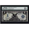 Image 1 : 1899 $1 Black Eagle Silver Certificate Note PMG VF25