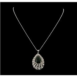 14KT White Gold 9.07ct Emerald and Diamond Pendant with Chain