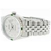 Image 6 : Rolex Mens Stainless Steel Emerald and Diamond Datejust Wristwatch