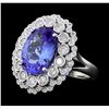 Image 2 : 14KT White Gold 6.52ct GIA Cert Tanzanite and Diamond Ring