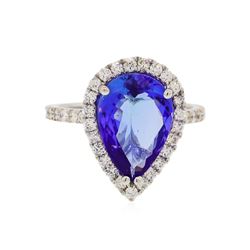 14KT White Gold 4.11ct Tanzanite and Diamond Ring