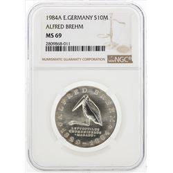 1984-A East Germany 10 Mark Silver Coin NGC MS69