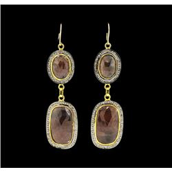 SILVER 33.30ctw Ruby and Diamond Dangle Earrings