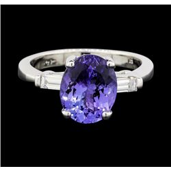 14KT White Gold 3.45ct Tanzanite and Diamond Ring