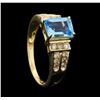 Image 4 : 14KT Yellow Gold 2.00ct Blue Topaz and Diamond Ring