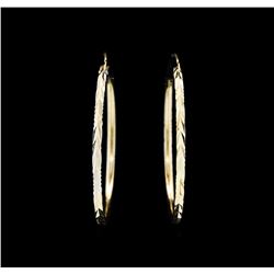 14KT Yellow Gold with White Rhodium Hoop Earrings