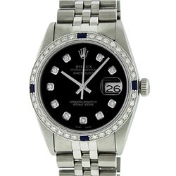 Rolex Mens Stainless Steel Sapphire and 1.20ctw Diamond Datejust Wristwatch