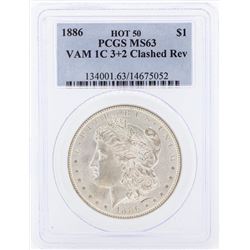 1886 $1 Morgan Silver Dollar Coin VAM 1-C 3+2 Clashed Reverse PCGS MS63