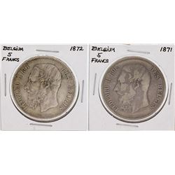 Lot of (4) Belgium 5 Francs Silver Coins