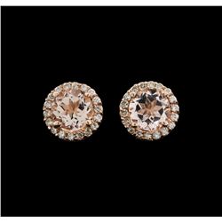 14KT Rose Gold 1.54ctw Morganite and Diamond Earrings