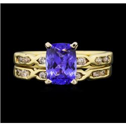 14KT Yellow Gold 1.64ct Tanzanite and Diamond Ring