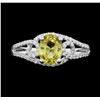 Image 1 : Platinum 1.49ct Yellow Sapphire and Diamond Ring