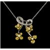 Image 1 : 14-18KT Two Tone Gold 0.68ctw Diamond Pendant with Chain
