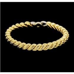 14KT Two Tone 0.80ctw Diamond Bangle Bracelet